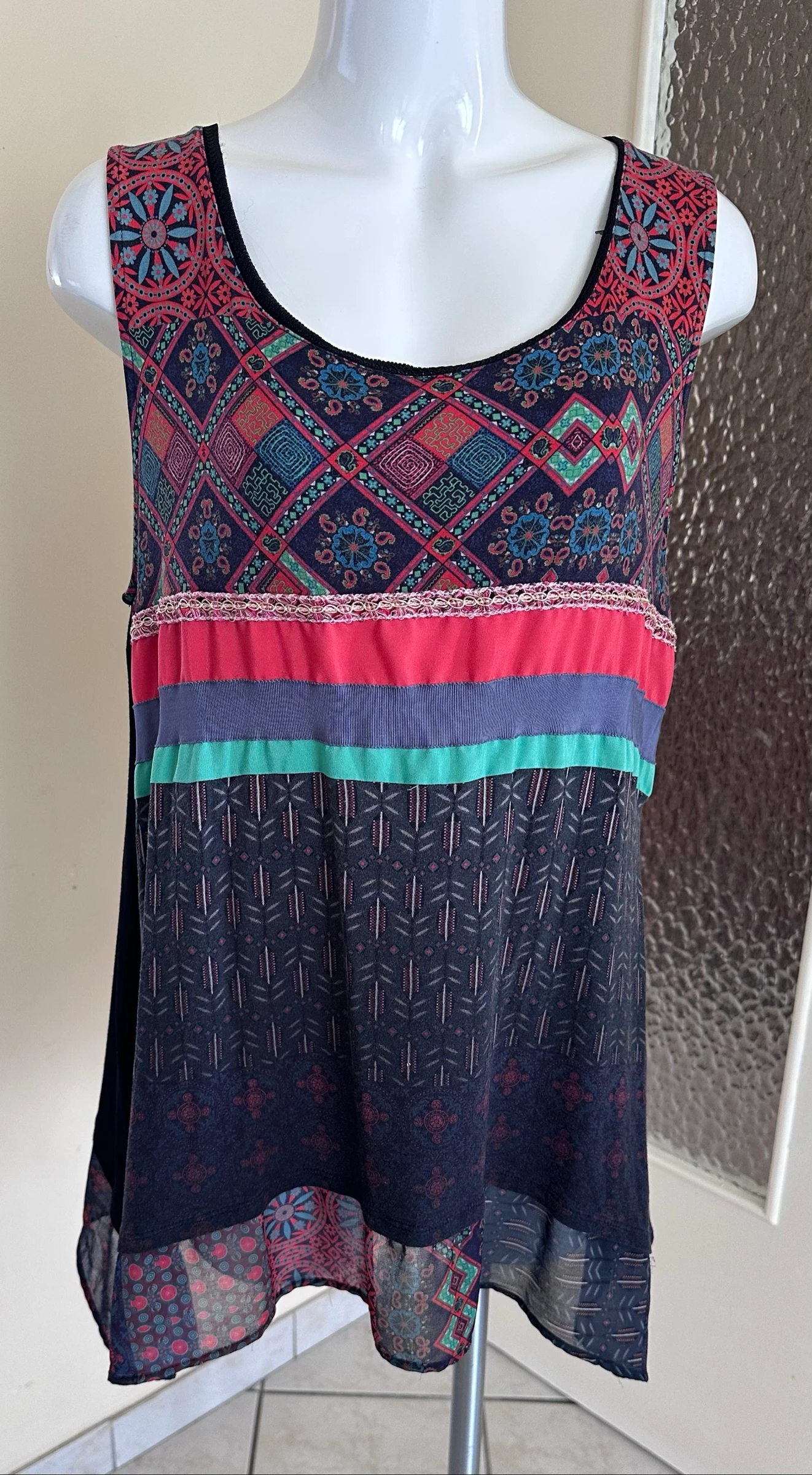 Asymmetrisch T-shirt Desigual XXL – Meerkleurige patronen & opschriften (Zeer goede staat) – photo 5